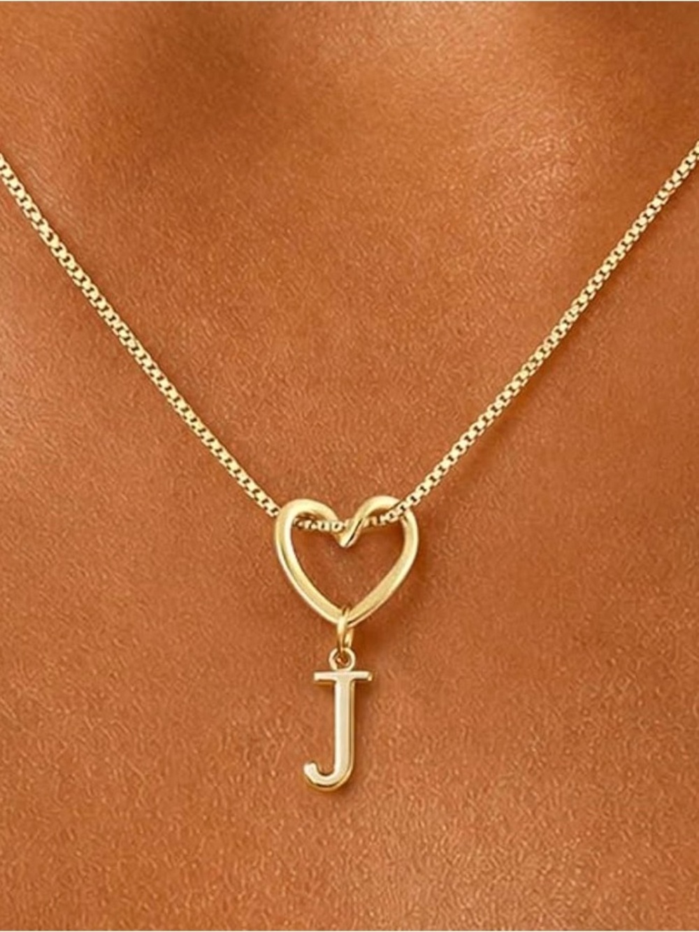 Gold Heart Initial 'J' Pendant Necklace - Women's Jewelry